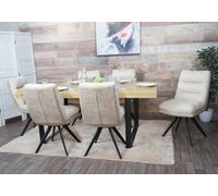 lot de 6 chaises de salle à manger HWC-G66, chaise de cuisine chaise, pivotante Auto-Position tissu MVG ~ crème