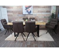 lot de 6 chaises de salle à manger HWC-G66, chaise de cuisine pivotante Auto-Position Tissu MVG ~ brun-brun foncé, avec accoudoirs