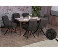 lot de 6 chaises de salle à manger HWC-G66, chaise de cuisine, pivotante Auto-Position Tissu/Textile Bouclé MVG ~ gris foncé