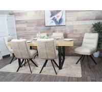 lot de 6 chaises de salle à manger HWC-G66, chaise de cuisine chaise, pivotante Auto-Position tissu MVG ~ crème