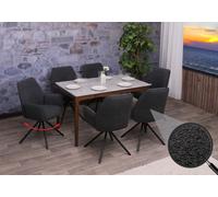 Lot de 6 chaises de salle à manger HWC-G67, chaise de cuisine Accoudoir, pivotant Auto-Position, tissu Bouclé Öko-Tex MVG gris foncé