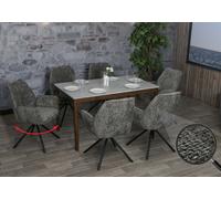 lot de 6 chaises de salle à manger HWC-G67, chaise de cuisine avec accoudoirs, pivotante Auto-Position, chenille Oeko-Tex MVG ~ gris foncé