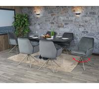 lot de 6 chaises de salle à manger HWC-G67, chaise de cuisine avec accoudoirs, pivotante Auto-Position, velours MVG ~ gris foncé, inox