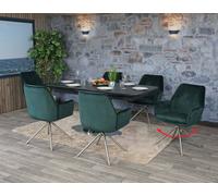 lot de 6 chaises de salle à manger HWC-G67, chaise de cuisine avec accoudoirs, pivotante Auto-Position, velours MVG ~ vert, inox