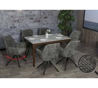 lot de 6 chaises de salle à manger HWC-G67, chaise de cuisine avec accoudoirs, pivotante Auto-Position, chenille Oeko-Tex MVG ~ gris foncé