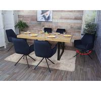 6x Chaise De Salle À Manger Hwc-G67 Avec Accoudoirs, Pivotante Auto-Position Velours, Anthracite-Bleu Multicolore