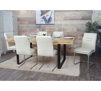 Lot De 6 Chaises De Salle À Manger Hwc-H70, Chaise De Cuisine À Piétement Luge, Tissu/Textile Inox Brossé Crème-Beige Multicolore