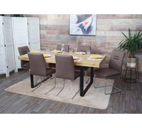 Lot De 6 Chaises De Salle À Manger Hwc-H70, Chaise De Cuisine À Piétement Luge, Tissu/Textile Inox Brossé Marron Multicolore