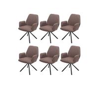 Lot de 6 chaises de salle à manger HWC-H71, chaise de cuisine, tissu/textile acier brun