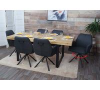 lot de 6 chaises de salle à manger HWC-H71, chaise de cuisine fauteuil chaise, pivotante auto position tissu/textile acier ~ gris foncé