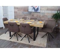 lot de 6 chaises de salle à manger HWC-H71, chaise de cuisine, tissu/textile acier ~ brun