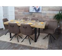 Lot de 6 chaises de salle à manger HWC-H71, chaise de cuisine, tissu/textile acier brun