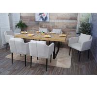 lot de 6 chaises de salle à manger HWC-H93, chaise de cuisine fauteuil ~ tissu/textile crème-beige