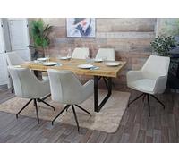 Lot De 6 Chaises De Salle À Manger Hwc-K15, Chaise De Cuisine Rembourrée Chaise Avec Accoudoirs, Tissu/Textile Métal Crème-Beige Multicolore