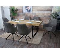 Lot De 6 Chaises De Salle À Manger Hwc-K15, Chaise De Cuisine Rembourrée Chaise Avec Accoudoirs, Tissu/Textile Métal Gris Foncé Gris