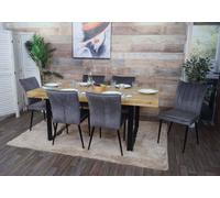 lot de 6 chaises de salle à manger HWC-K16, chaise de cuisine, velours métal ~ gris foncé