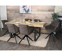 Lot De 6 Chaises De Salle À Manger Hwc-K28, Chaise De Cuisine Rembourrée Chaise Avec Accoudoirs, Pivotante, Métal Tissu/Textile Marron Multicolore