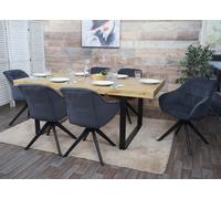 Lot De 6 Chaises De Salle À Manger Hwc-K28, Chaise De Cuisine Rembourrée Chaise Avec Accoudoirs, Pivotante, Métal Tissu/Textile Gris Gris