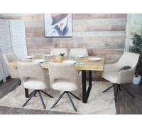 Lot De 6 Chaises De Salle À Manger Hwc-K30, Fauteuil De Cuisine, Pivotant Auto-Position, Tissu/Textile Crème Multicolore