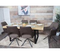 Lot de 6 chaises de salle à manger HWC-K30, fauteuil de cuisine, pivotant Auto-Position, tissu/textile ~ brun-brun foncé