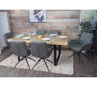 lot de 6 chaises de salle à manger HWC-K32, chaise de cuisine, chaise pivotante Auto-Position, tissu MVG ~ gris-gris foncé