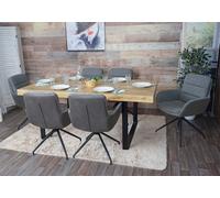 Lot de 6 chaises de salle à manger HWC-K32, chaise de cuisine, chaise pivotante Auto-Position, tissu/textile gris-gris foncé