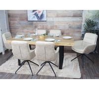 Lot De 6 Chaises De Salle À Manger Hwc-K32, Chaise De Cuisine Fauteuil Chaise, Pivotante Position Auto, Tissu/Textile Crème-Beige Multicolore