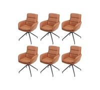 Lot De 6 Chaises De Salle À Manger Hwc-K32, Chaise De Cuisine, Chaise Pivotante Auto-Position, Tissu/Textile Aspect Daim Brun Multicolore
