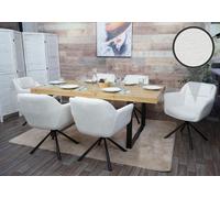 Lot De 6 Chaises De Salle À Manger Hwc-K33, Chaise De Cuisine, Pivotante Auto-Position, Tissu/Textile Bouclé-Blanc Multicolore