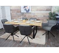 Lot de 6 chaises de Salle à Manger HWC-K33, Chaise de Cuisine, pivotante Auto-Position, Tissu MVG - Similicuir, Gris-Gris foncé