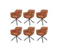 Lot de 6 chaises de Salle à Manger HWC-K33, Chaise de Cuisine, pivotante Auto-Position, Tissu MVG - Aspect Daim Marron