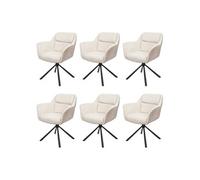 Lot de 6 chaises de Salle à Manger HWC-K33, Chaise de Cuisine, pivotante Auto-Position, Tissu MVG - Similicuir, crème