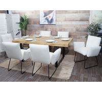 Lot De 6 Chaises De Salle À Manger Hwc-K34, Chaise De Cuisine Rembourrée Chaise Avec Accoudoirs, Oeko-Tex Bouclé Tissu/Textile Métal Blanc Multicolore