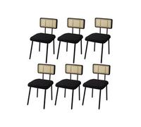 Lot De 6 Chaises De Salle À Manger Hwc-K88, Fauteuil Chaise, Bois Poly Rotin Métal Bouclé Tissu/Textile Noir Multicolore
