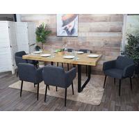 lot de 6 chaises de salle à manger HWC-L13, chaise rembourrée, chaise de cuisine avec accoudoirs, tissu/textile métal MVG ~ anthracite