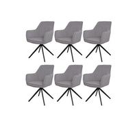 Lot de 6 chaises de salle à manger MENDLER HWC-L79 Auto-Position tissu/textile gris clair Gris clair G