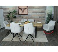 Lot De 6 Chaises De Salle À Manger Hwc-L79, Chaise De Cuisine, Chaise Avec Accoudoirs, Pivotante Auto-Position Tissu/Textile Crème-Beige Multicolore