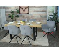 Lot de 6 chaises de salle à manger MENDLER HWC-L79 Auto-Position tissu/textile gris clair Gris clair