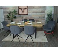 lot de 6 chaises de salle à manger HWC-L79, chaise de cuisine fauteuil chaise avec accoudoirs, pivotante Auto-Position tissu/textile ~ anthracite