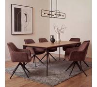 Lot de 6 chaises de salle à manger HWC-L79, chaises de cuisine avec accoudoirs pivotants et mécanisme de retour automatique, velours 440 g/m² aspect daim, marron terracotta