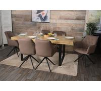 Lot de 6 chaises de salle à manger HWC-L80 métal tissu/textile marron