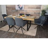 Lot de 6 chaises de salle à manger MENDLER HWC-L80, chaise de cuisine rembourrée chaise avec accoudoirs, pivotante, métal tissu/textile anthracite Anthracite