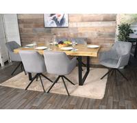 Lot De 6 Chaises De Salle À Manger Hwc-L80, Chaise De Cuisine Rembourrée Chaise Avec Accoudoirs, Pivotante, Métal Tissu/Textile Gris Clair Multicolore