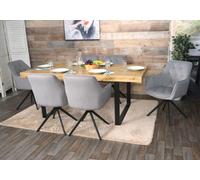 Lot De 6 Chaises De Salle À Manger Hwc-L80, Chaise De Cuisine Rembourrée Chaise Avec Accoudoirs, Pivotante, Métal Tissu/Textile Gris Clair Multicolore