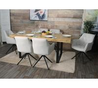 Lot De 6 Chaises De Salle À Manger Hwc-L80, Chaise De Cuisine Rembourrée Chaise Avec Accoudoirs, Pivotante, Métal Tissu/Textile Crème-Beige Multicolore