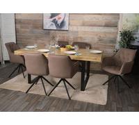 Lot de 6 chaises de salle à manger HWC-L80 métal tissu/textile marron