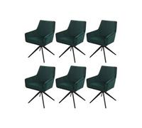 Lot De 6 Chaises De Salle À Manger Hwc-L91, Chaise De Cuisine Accoudoir Pivotant Auto-Position Tissu/Textile Vert Multicolore