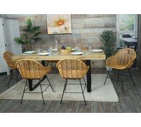 Lot De 6 Chaises De Salle À Manger Hwc-M28, Chaise De Cuisine En Osier Chaise En Rotin Chaise En Rotin, Kubu Rotin Métal Multicolore