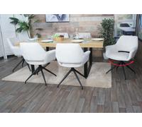 Lot De 6 Chaises De Salle À Manger Hwc-M53, Chaise De Cuisine Avec Accoudoirs, Pivotante Auto-Position, Métal Tissu/Textile Crème-Blanc Multicolore