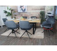 Lot De 6 Chaises De Salle À Manger Hwc-M53, Chaise De Cuisine Avec Accoudoirs, Pivotante Auto-Position, Métal Tissu/Textile Gris Foncé Multicolore